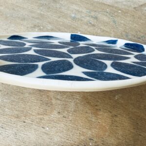 Assiette à dessert – Motif feuilles bleues