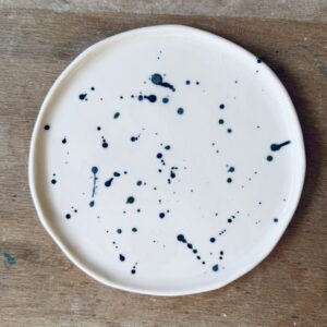 Assiette à dessert – Motif éclaboussures en vert et bleu