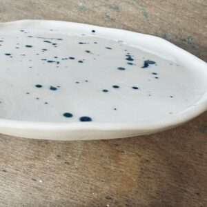 Assiette à dessert – Motif éclaboussures en vert et bleu