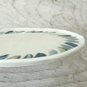 Assiette à dessert – Motif marques de pinceaux bleu et vert