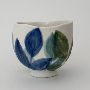 Petit bol en porcelaine – Motif feuilles bleues et vertes