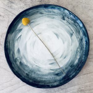 Plat en porcelaine – Couleur vert pétrole et blanc