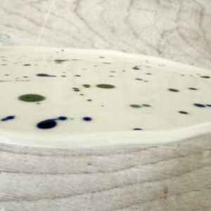 Assiette à dessert – Motif éclaboussures en vert et bleu