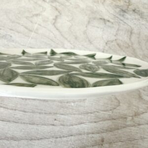 Assiette à dessert – Motif feuilles vertes